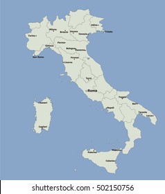 Highly detailed Italian map, Main Cities