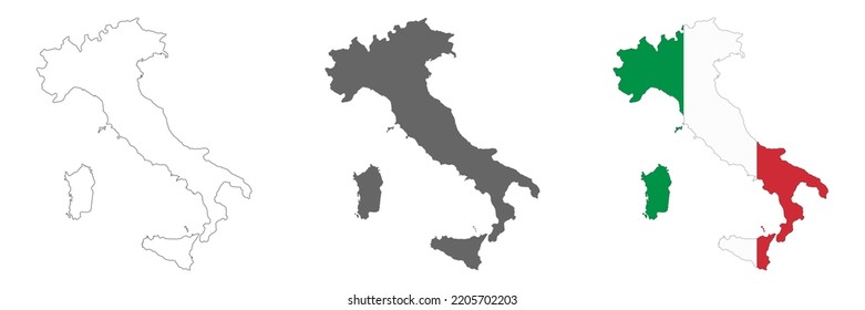 Highly detailed Italy map with borders isolated on background