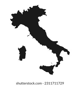 Highly detailed Italy map with borders isolated on background
