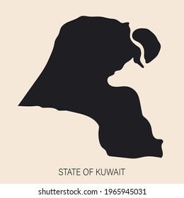 Highly detailed Kuwait map with borders isolated on background
