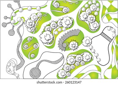 Highly detailed landscape design plan 