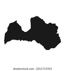 Highly detailed Latvia map with borders isolated on background