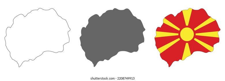 Highly detailed Macedonia map with borders isolated on background