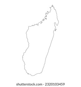 Highly detailed Madagascar map with borders isolated on background