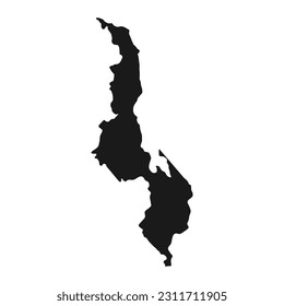 Mapa de Malaui altamente detallado con fronteras aisladas en segundo plano