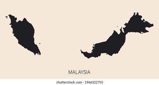 Highly detailed Malaysia map with borders isolated on background