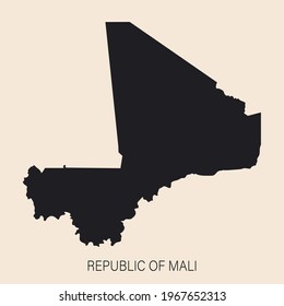 Highly detailed Mali map with borders isolated on background