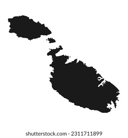 Mapa de Malta muy detallado con fronteras aisladas en segundo plano
