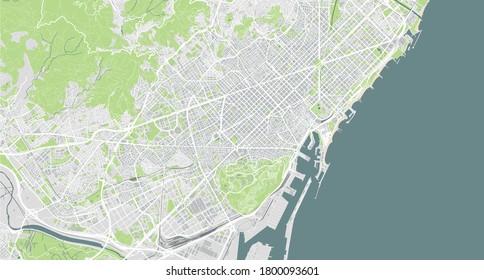 Highly detailed map of Barcelona, Spain