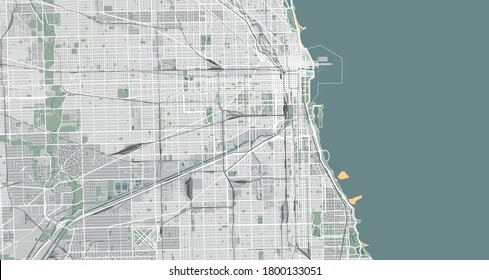 Highly detailed map of Chicago, Illinois