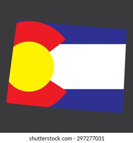Highly detailed map with flag inside of the state of Colorado