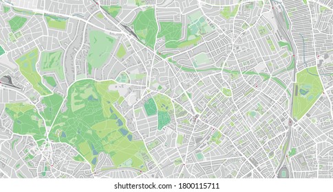 Mapa muy detallado de Hampstead Heath, Londres, Reino Unido