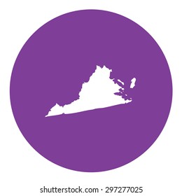 Highly detailed map inside a circle of the state of Virginia