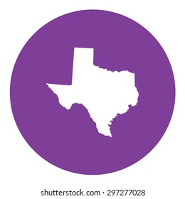 Highly detailed map inside a circle of the state of Texas