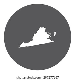 Highly detailed map inside a circle of the state of Virginia