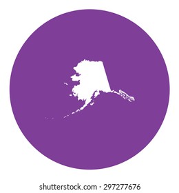 Highly detailed map inside a circle of the state of Alaska