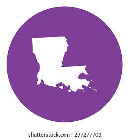Highly detailed map inside a circle of the state of Louisiana
