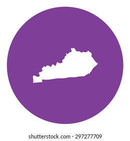 Highly detailed map inside a circle of the state of Kentucky
