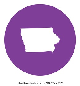 Highly detailed map inside a circle of the state of Iowa
