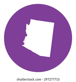Highly detailed map inside a circle of the state of Arizona