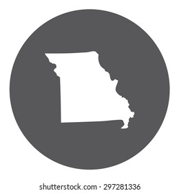 Highly detailed map inside a circle of the state of Missouri
