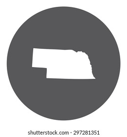 Highly detailed map inside a circle of the state of Nebraska