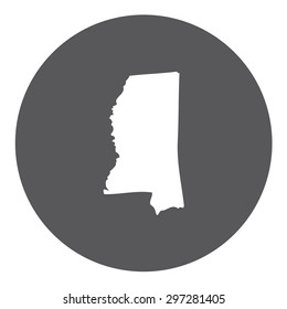 Highly detailed map inside a circle of the state of Mississippi