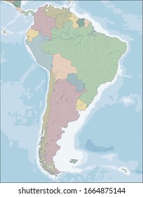 Mapa muy detallado del continente sudamericano