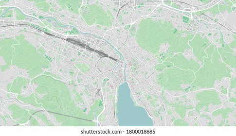 Highly detailed map of Zürich, Switzerland