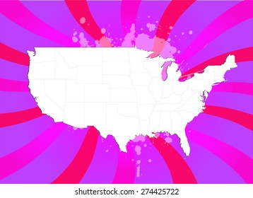 Highly Detailed Map of USA with Captivating Background - Vectors