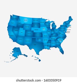 Highly Detailed Map USA - states and named