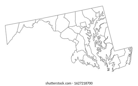 Highly Detailed Maryland Blind Map.