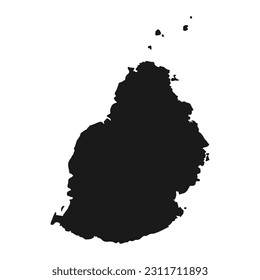Highly detailed Mauritius map with borders isolated on background