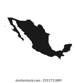 Highly detailed Mexico map with borders isolated on background
