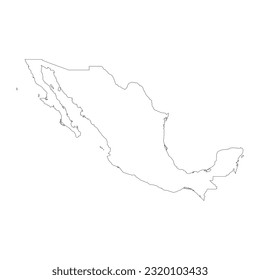 Highly detailed Mexico map with borders isolated on background