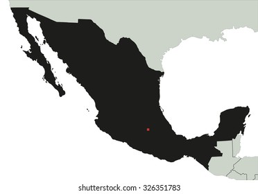 Highly Detailed Mexico Silhouette Map.