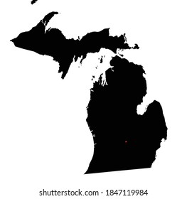 Mapa de Michigan Silhouette altamente detallado.