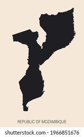 Highly detailed Mozambique map with borders isolated on background