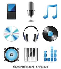 highly detailed music icons set