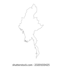 Sehr detaillierte Karte von Myanmar mit Grenzen einzeln auf Hintergrund