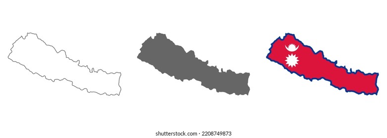 Highly detailed Nepal map with borders isolated on background