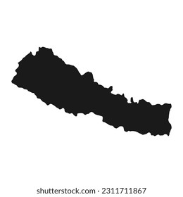 Highly detailed Nepal map with borders isolated on background