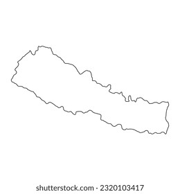Highly detailed Nepal map with borders isolated on background