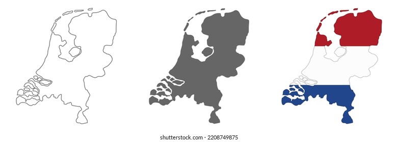Highly detailed Netherlands map with borders isolated on background