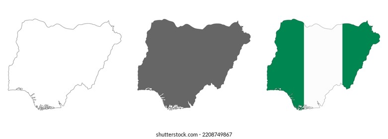 Highly detailed Nigeria map with borders isolated on background