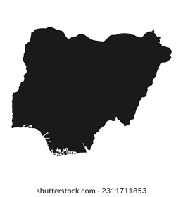 Highly detailed Nigeria map with borders isolated on background