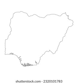 Highly detailed Nigeria map with borders isolated on background