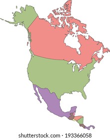 Highly Detailed North America Political Map.