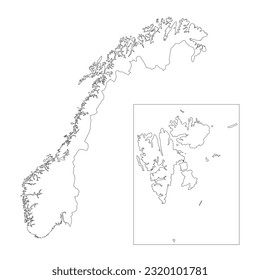 Highly detailed Norway map with borders isolated on background