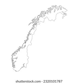 Sehr detaillierte norwegische Karte mit Grenzen einzeln auf Hintergrund
